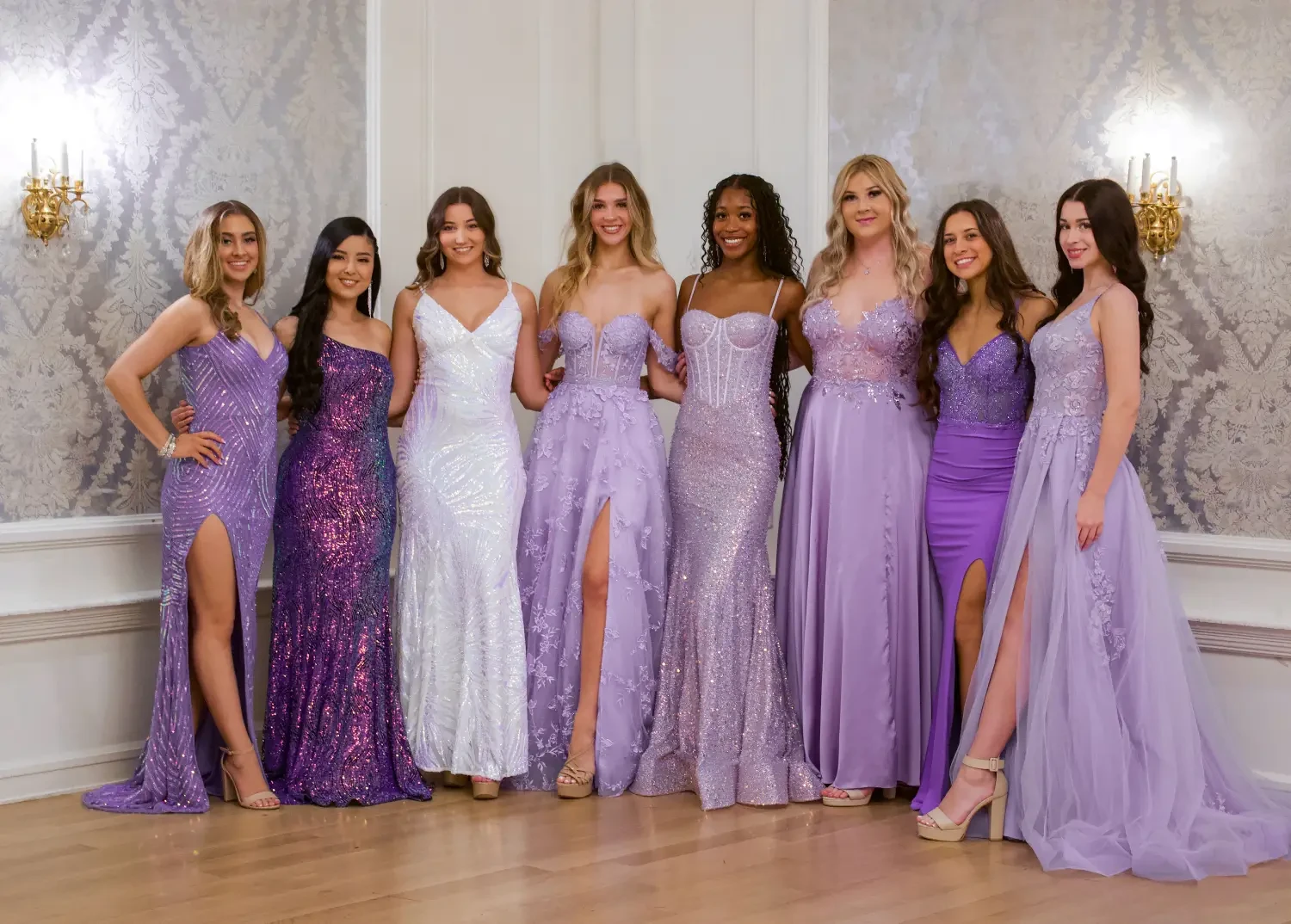 Models wearing a color dresses